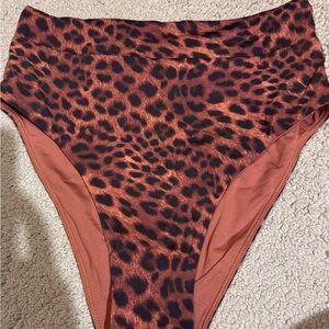 Monday Swimwear High-Rise Leopard Print Bikini Bottoms - Rust Brown